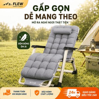 Ghế Nằm Vải Cotton Thoáng Khí, Ghế Xếp Cắm Trại Chịu Lực Tốt, Siêu Êm, Gấp Gọn Di Động