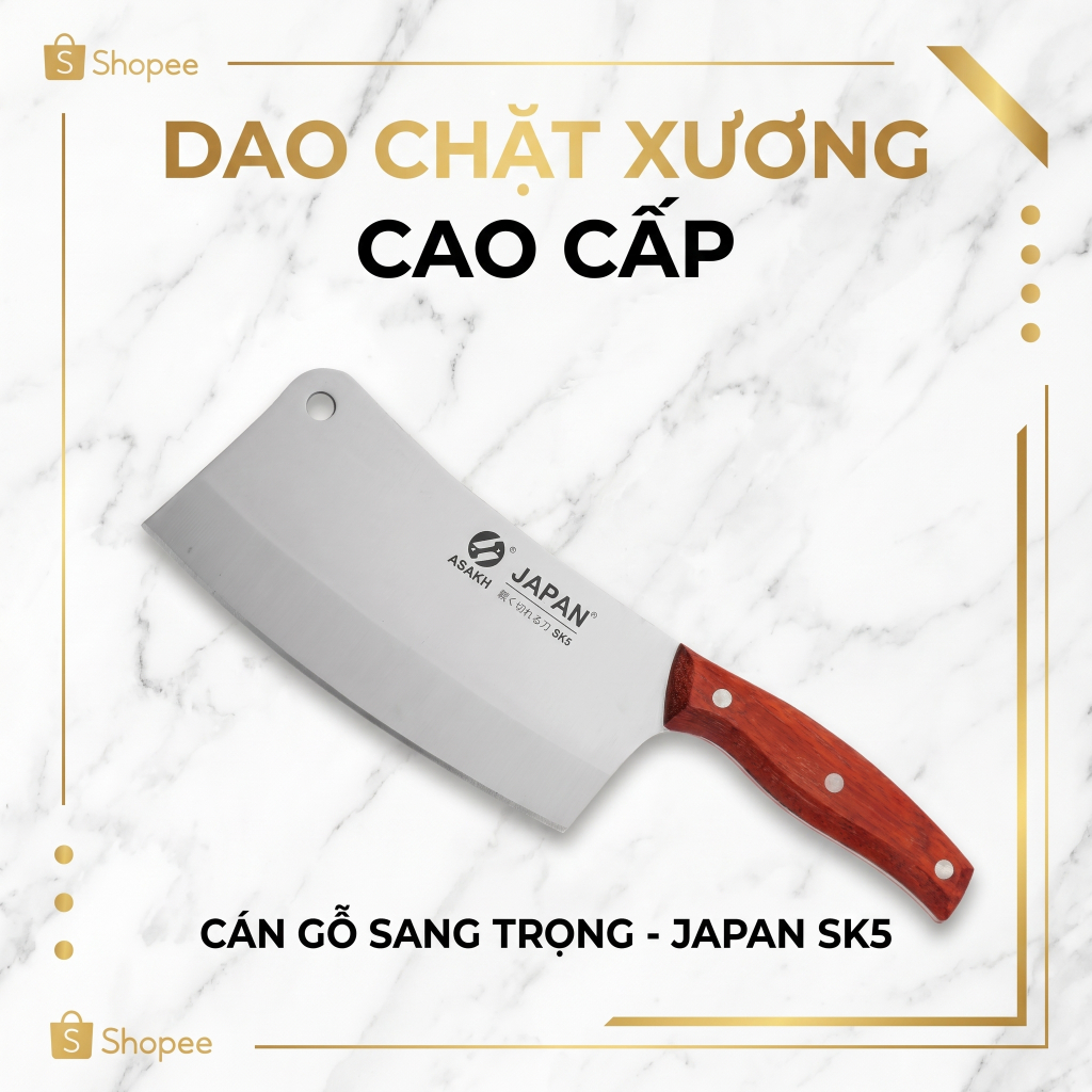 Dao chặt xương thịt Classic cán gỗ, Dao chặt thịt KOOL, Dao làm bếp, Dao chặt gà, Dao đa năng