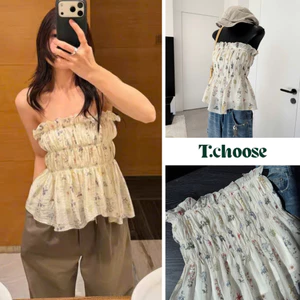 Áo quây hoa nhúm bèo dáng xòe 8351 TCHOOSE