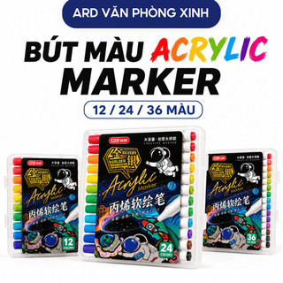 Bộ bút marker Acrylic RUI nhiều màu đầu cọ mềm, bút màu vẽ tiện lợi