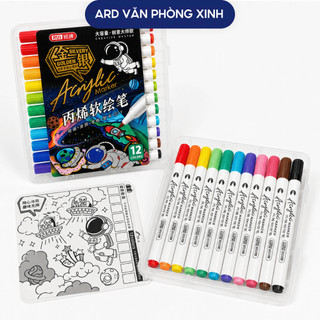 Bộ bút marker Acrylic RUI nhiều màu đầu cọ mềm, bút màu vẽ tiện lợi