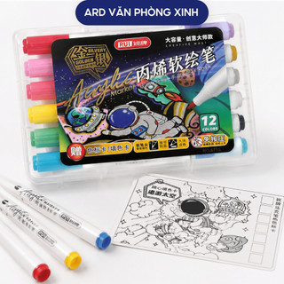 Bộ bút marker Acrylic RUI nhiều màu đầu cọ mềm, bút màu vẽ tiện lợi