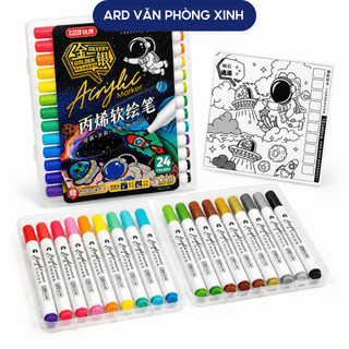 Bộ bút marker Acrylic RUI nhiều màu đầu cọ mềm, bút màu vẽ tiện lợi