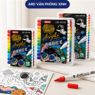Bộ bút marker Acrylic RUI nhiều màu đầu cọ mềm, bút màu vẽ tiện lợi