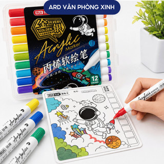 Bộ bút marker Acrylic RUI nhiều màu đầu cọ mềm, bút màu vẽ tiện lợi