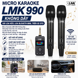 Micro Karaoke LMK 990 Không Dây, Sài Trên Xe Ôtô, Loa Kéo, Amply, Dàn Karaoke Gia Đình, Loa Bluetooth Mini, Âm Thanh Hay