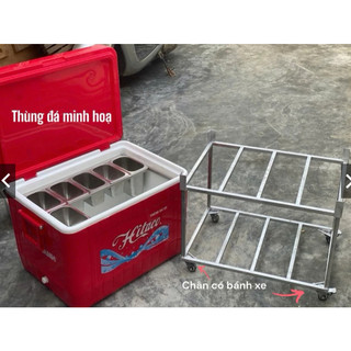 Khung Kệ đế di chuyển , Chân tháo lắp gấp gọn cho thùng đá 60L Nhựa ABS - bánh xe chịu lực 150kg .