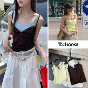 Áo 2 dây ôm cài cúc, áo hay dây mix 2 lớp 13169 TCHOOSE