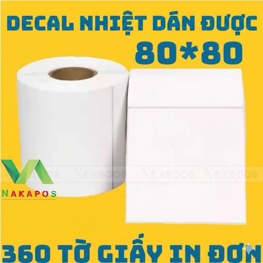 [CUỘN 30 MÉT] Giấy In Nhiệt 80x80mm Tem Vận Chuyển 80*80 Dán Được 8*8 in đơn hàng 8x8 Decal in vận đơn 80x80 phiếu ship