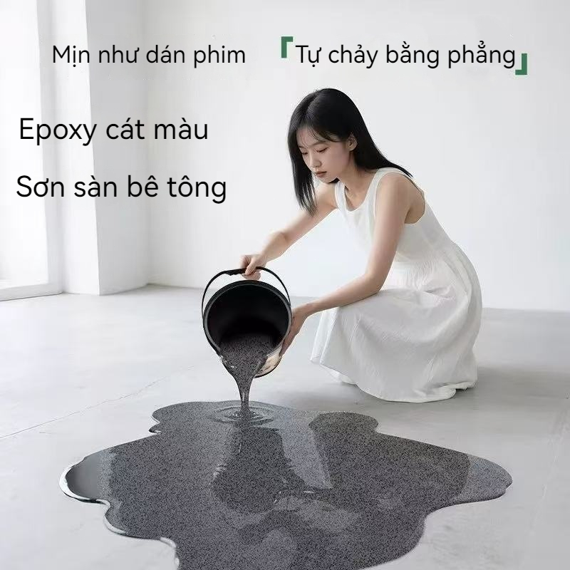 [1KG DÙNG THỬ~0.7M²] Sơn sàn tự phẳng cát màu Epoxy , cải tạo sàn không đục phá, chống thấm, trơn trượt