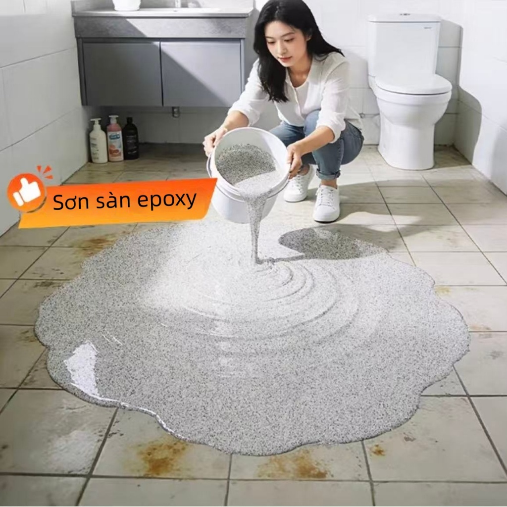 [5Kg ~ 3.5m²] Sơn sàn tự san phẳng cát màu epoxy , cải tạo sàn không đục phá, chống thấm, bền đẹp