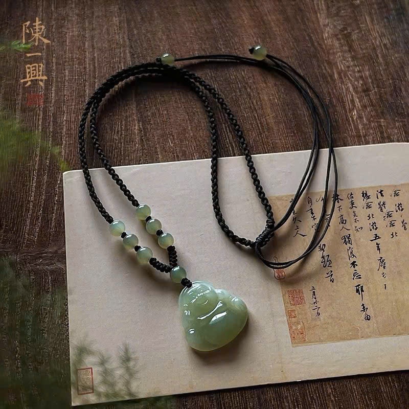 Mặt Dây Chuyền Di Lặc Hòa Điền Tự Nhiên Hộ Bình An