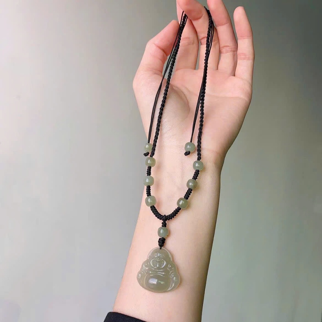 Mặt Dây Chuyền Di Lặc Hòa Điền Tự Nhiên Hộ Bình An