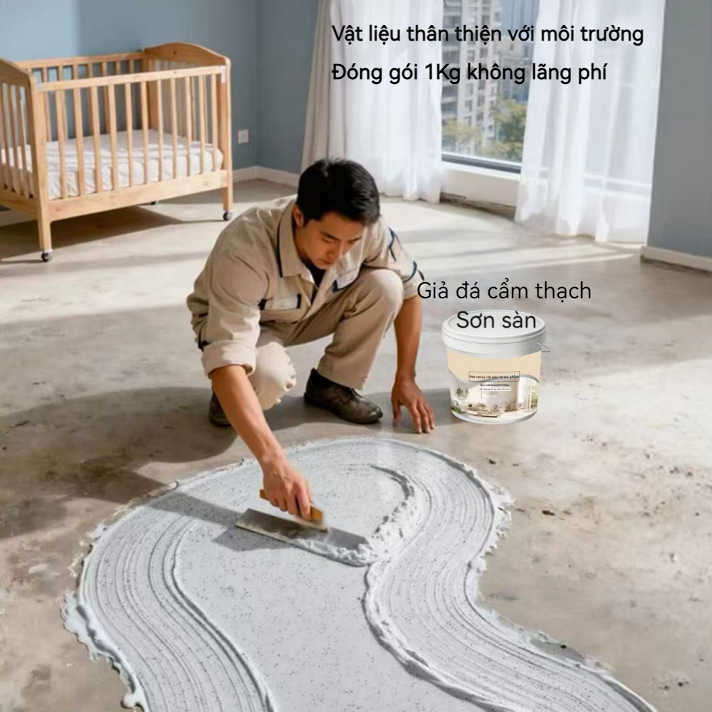 [3Kg ~ 2m²] Sơn sàn tự san phẳng cát màu Epoxy, cải tạo sàn không đục phá, chống thấm, bền đẹp