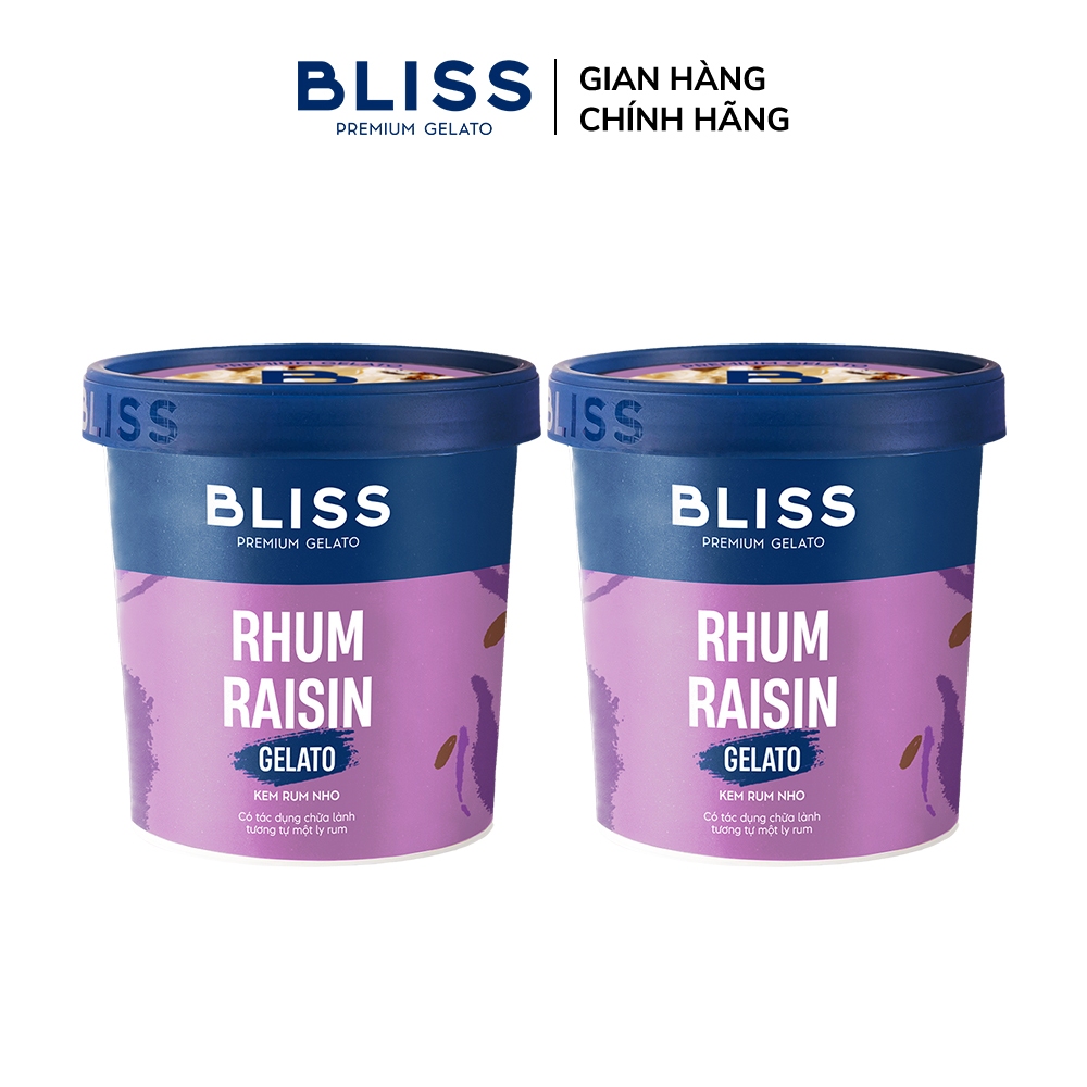 [Hỏa tốc HN/HCM] Combo 2 Kem BLISS Premium Gelato vị Kem Rum Nho (Rhum Raisin Gelato) hộp 473ml