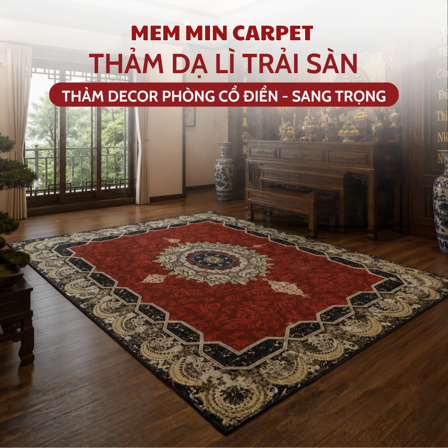 Thảm Bali Dạ Lì Trải Sàn Phòng Khách, Thảm Trải Sàn Trang Trí Phòng Khách Kích Thước 2mx3m, 1m6x2m  - MemMinCarpet