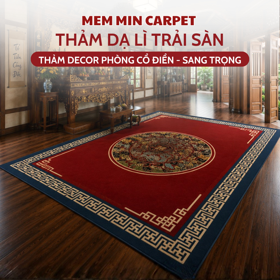 Thảm Bali Trải Phòng Khách, Thảm Trải Sàn Cổ Điển Họa Tiết Cực Bắt Mắt (1) - MemminCarpet - THB05