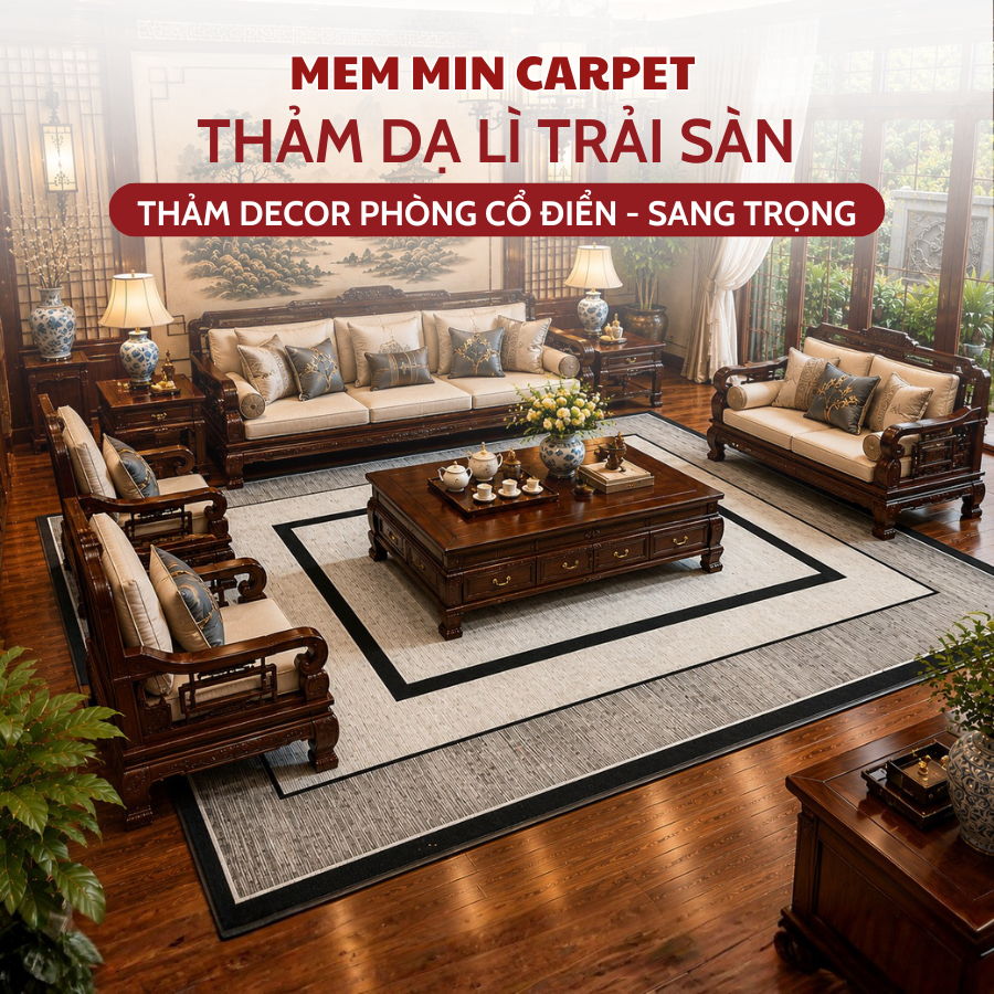 Thảm Trải Sàn Phòng Khách, Thảm Bali Trải Sàn Trang Trí Phòng Khách Kích Thước 2mx3m, 1m6x2m - MemMinCarpet- TH118