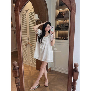 Váy Xuông Thô Boi Cổ Viền Ren KAB