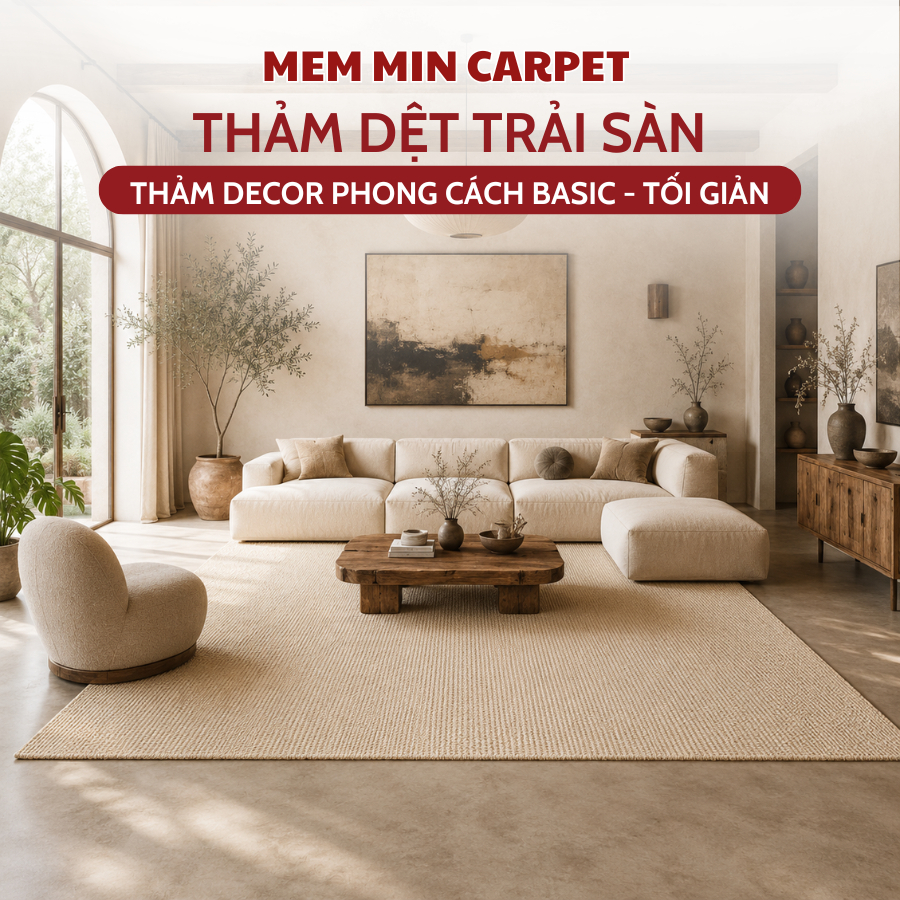 Thảm Dệt Đế Cao Su MemminCarpet Chống Trơn Trượt Phong Cách Hiện Đại Và Sang Trọng, Giúp Căn Phòng Hút Mắt Hơn