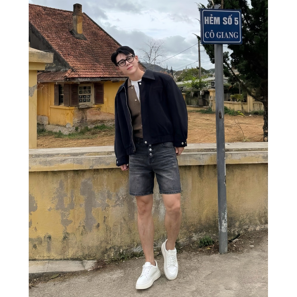 Quần Short Jeans Nam Form Rộng Denim Cao Cấp Đính Hàng Khuy Trước Unisex Streetwear TMT.STU | TMTD09