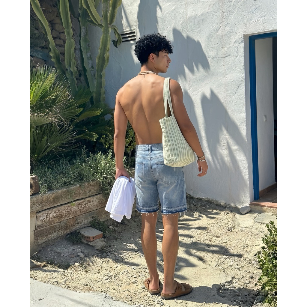 [Bản Cao Cấp] Quần Short Jeans Nam Rách Form Rộng Trên Gối Denim Cotton Unisex Local Brand TMT.STU | TMTD03