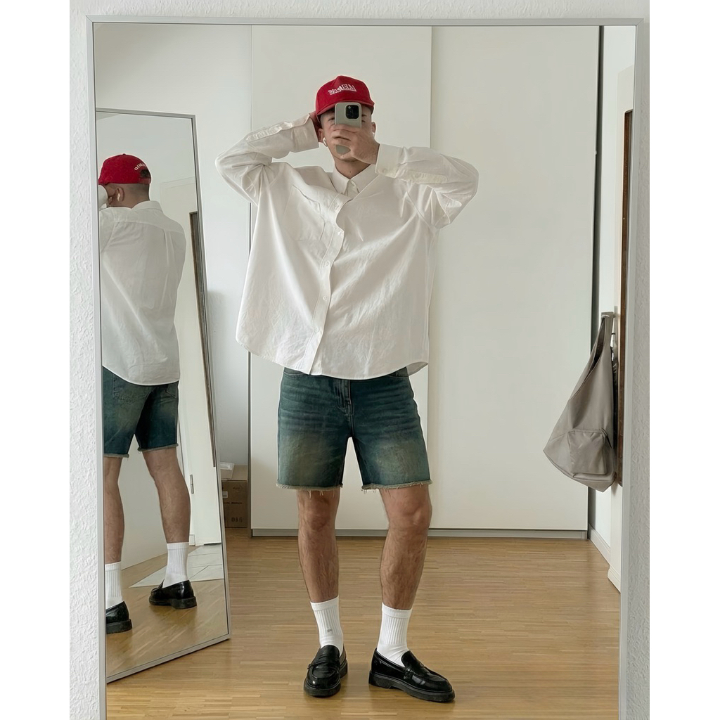 Quần Short Jeans Nam Wash Trơn Tưa Ống Form Rộng Trên Gối Jean Cotton Basic Unisex Local Brand TMT.STU | TMTD06
