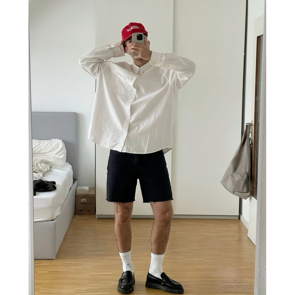 Quần Short Jeans Nam Wash Trơn Tưa Ống Form Rộng Trên Gối Jean Cotton Basic Unisex Local Brand TMT.STU | TMTD06