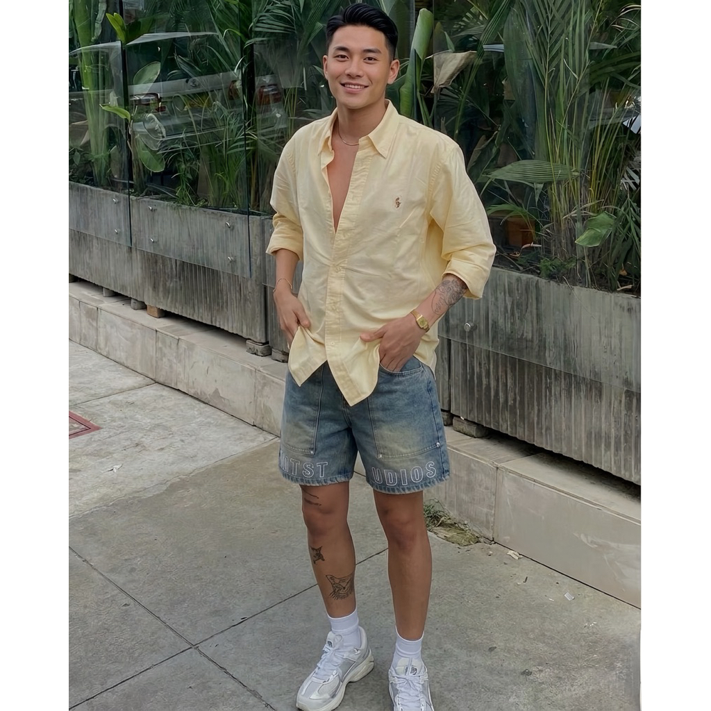 Quần Short Jeans Nam Form Rộng Thêu Chữ Denim Cao Cấp Trên Gối Unisex Local Brand TMT.STU | TMTD10