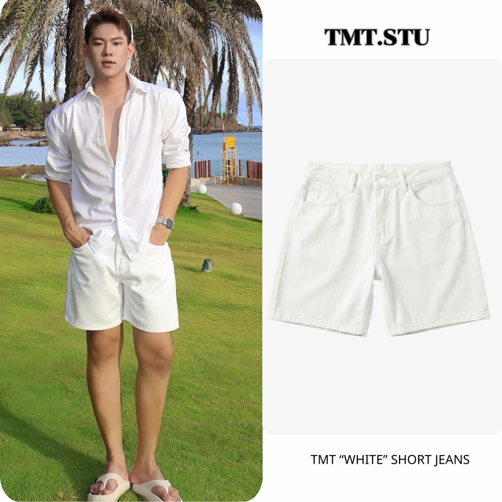 Quần Short Đen Trắng Nam Nữ Form Trên Gối, Chất Liệu Jeans Cotton Dày Dặn Có Túi Menswear | TMTD19