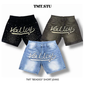 QUẦN SHORT JEAN ĐÍNH ĐÁ BLING BLING VALLEY - Thiết Kế độc quyền, Form Trên Gối, Unisex Nam Nữ, Jean cao cấp | TMTD15