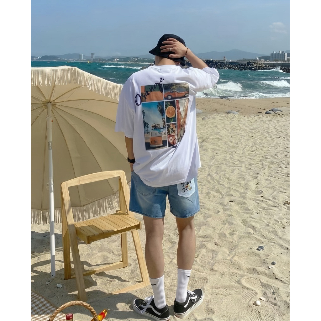 Quần Short Jeans Nam Thêu Sticker Form Rộng Trên Gối Denim Cao Cấp Unisex TMT.STU | TMTD38