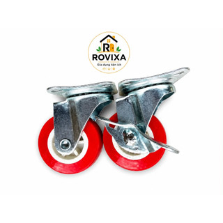 Bánh Xe Nhựa Đỏ Xoay 360 Độ( 2 cái) Có Khóa / Không Khóa – Bánh Xe Đẩy Chịu Lực Nhiều Kích Cỡ
