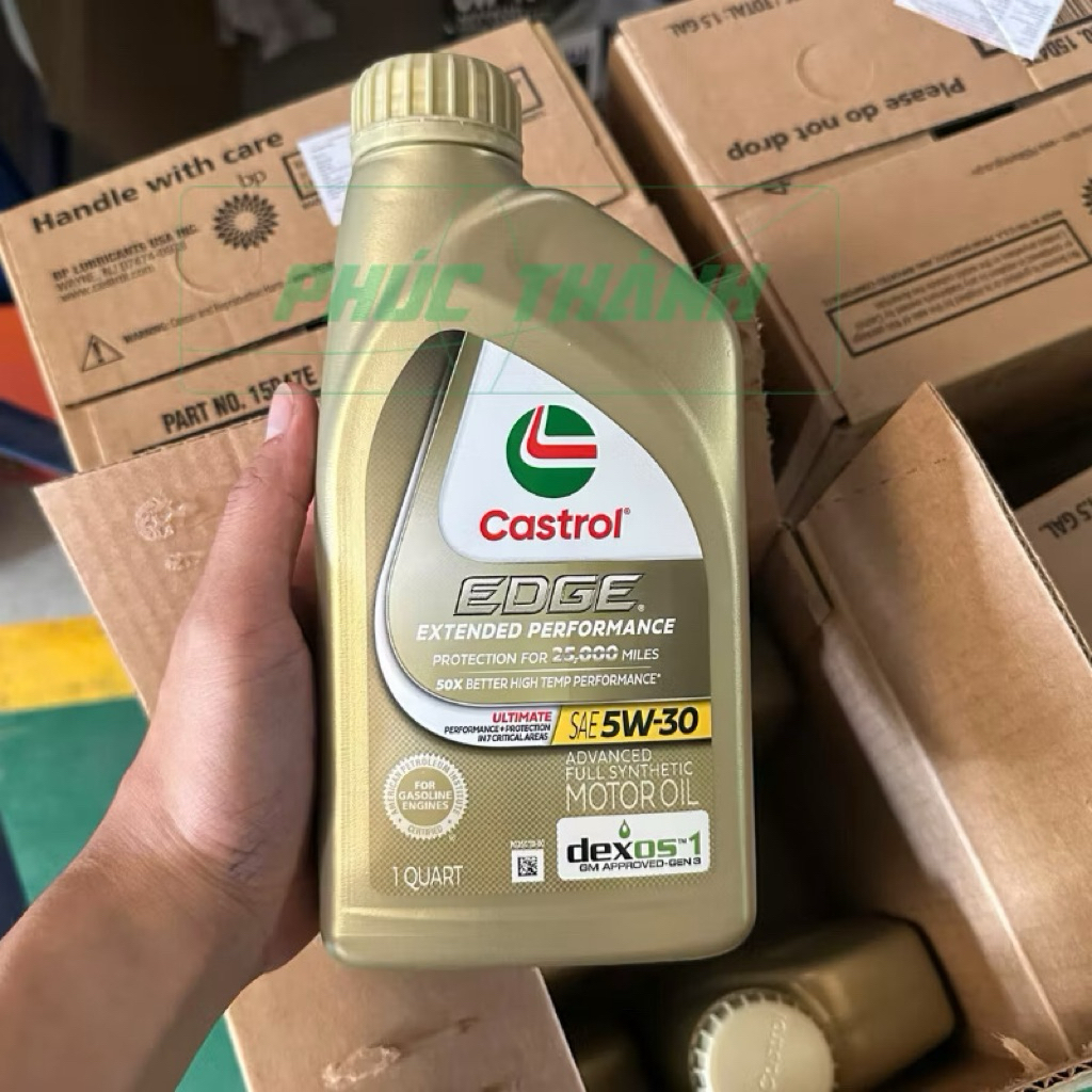 Thùng 6 Chai Dầu Nhớt Tổng Hợp Toàn Phần Ô-Tô CASTROL EDGE EP 5W30 946ml Nhập Khẩu USA - Chính Hãng