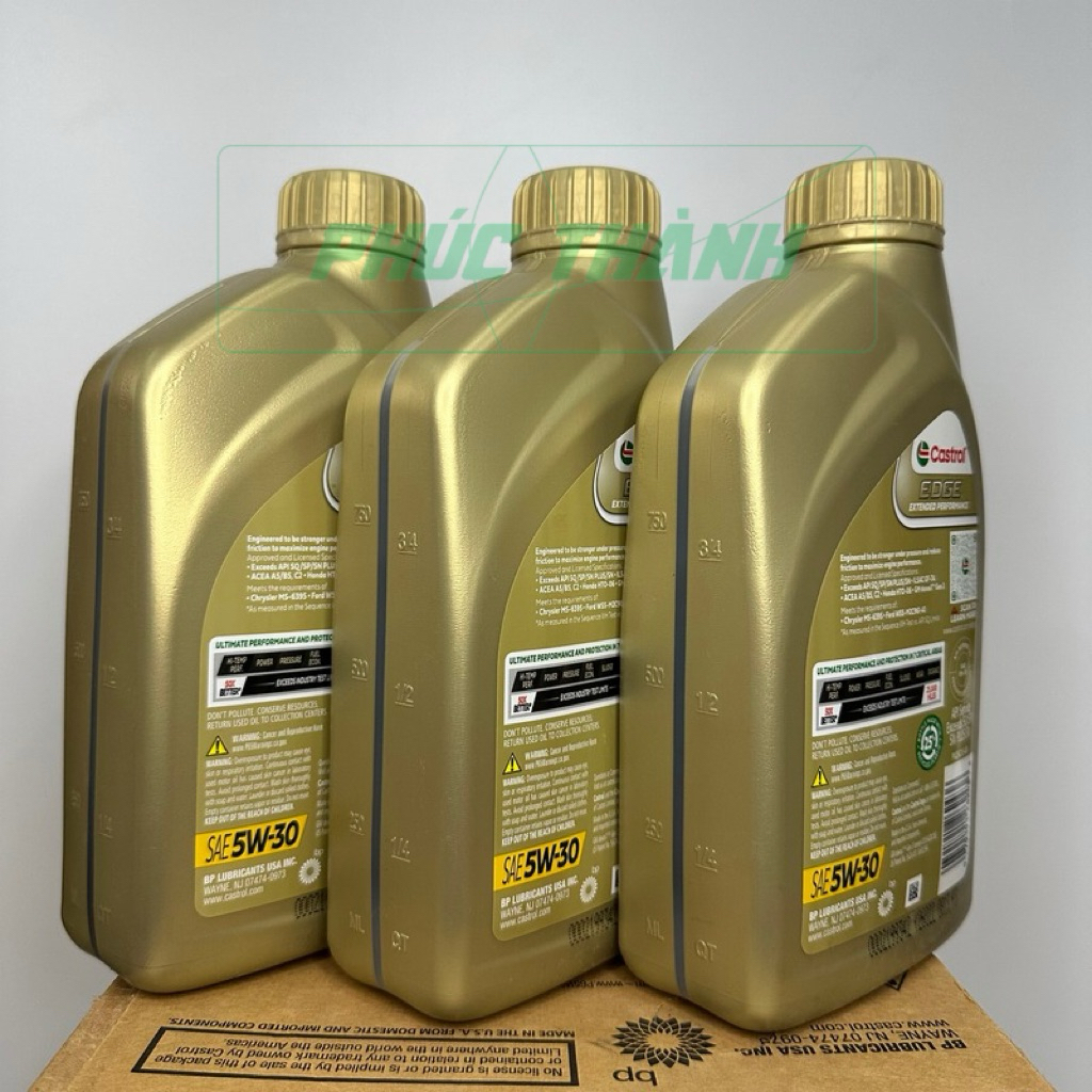 Thùng 6 Chai Dầu Nhớt Tổng Hợp Toàn Phần Ô-Tô CASTROL EDGE EP 5W30 946ml Nhập Khẩu USA - Chính Hãng
