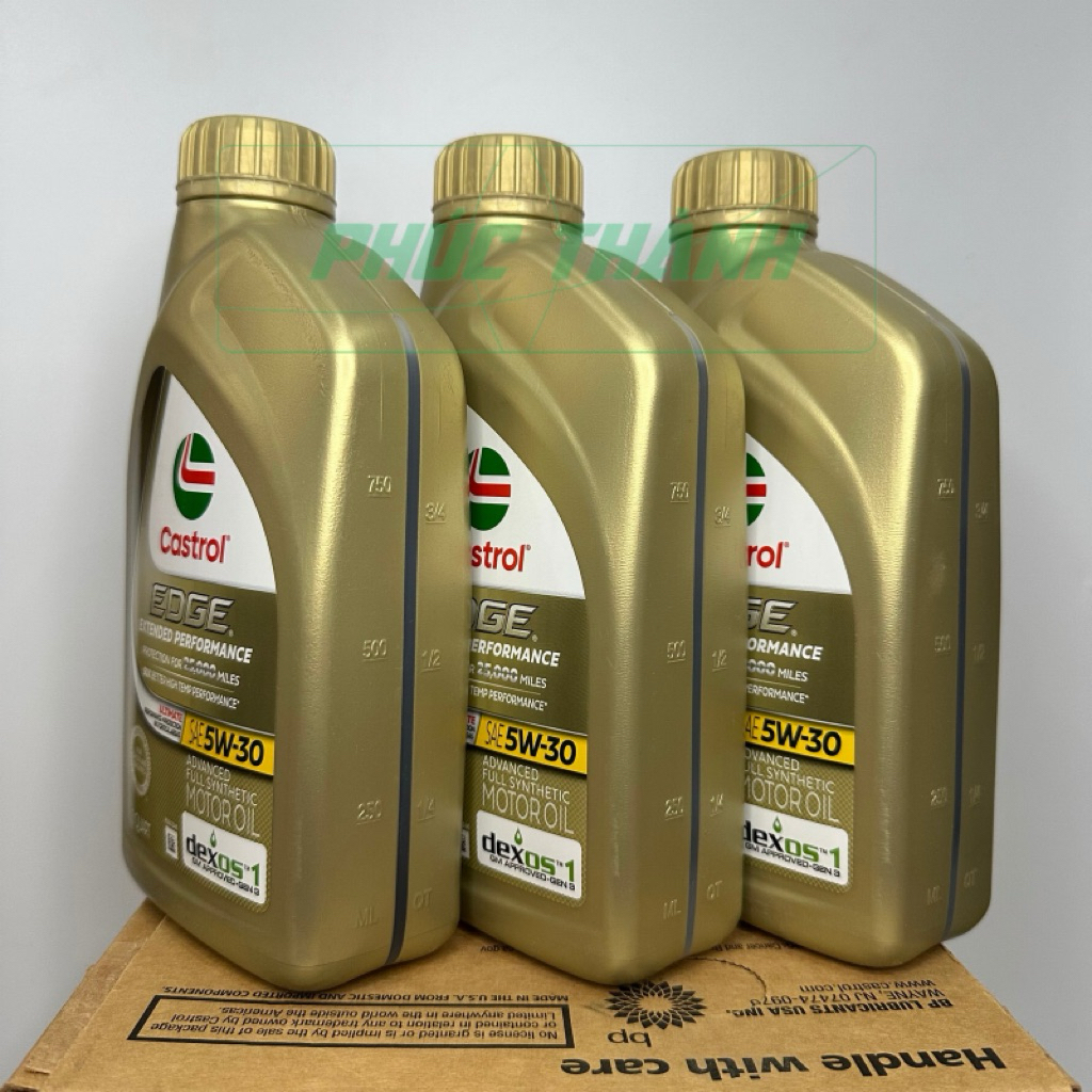 Thùng 6 Chai Dầu Nhớt Tổng Hợp Toàn Phần Ô-Tô CASTROL EDGE EP 5W30 946ml Nhập Khẩu USA - Chính Hãng