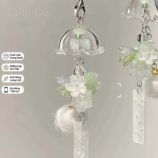 Móc Khóa Lá Phong Tuyết Trắng Handmade, Dây Đeo Điện Thoại Dễ Thương, Phụ Kiện Trang Trí Túi Xách Cao Cấp