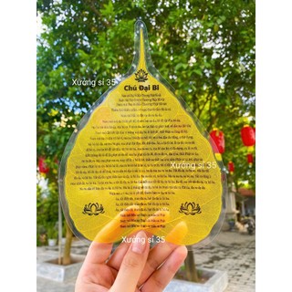 Lá bồ đề size lớn in"Chú Đại Bi"(tặng kèm chuỗi tràng 108 hạt+thẻ bình an đỏ)