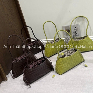 Hàng QC - Túi Kẹp Nách Nội Địa Da Đan Kèm Túi Rút Vintage