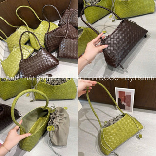Hàng QC - Túi Kẹp Nách Nội Địa Da Đan Kèm Túi Rút Vintage