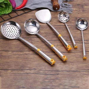 Bộ Muôi Inox Cao Cấp Cán Vàng ( Muôi Thủng - Muôi Canh - Xẻng Xào)