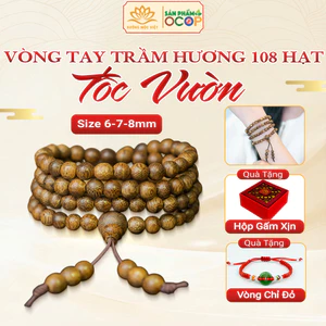 Vòng tay chuỗi trầm hương 108 hạt Trầm Tóc Vườn mang may mắn bình an tài lộc - Xưởng Mộc Việt
