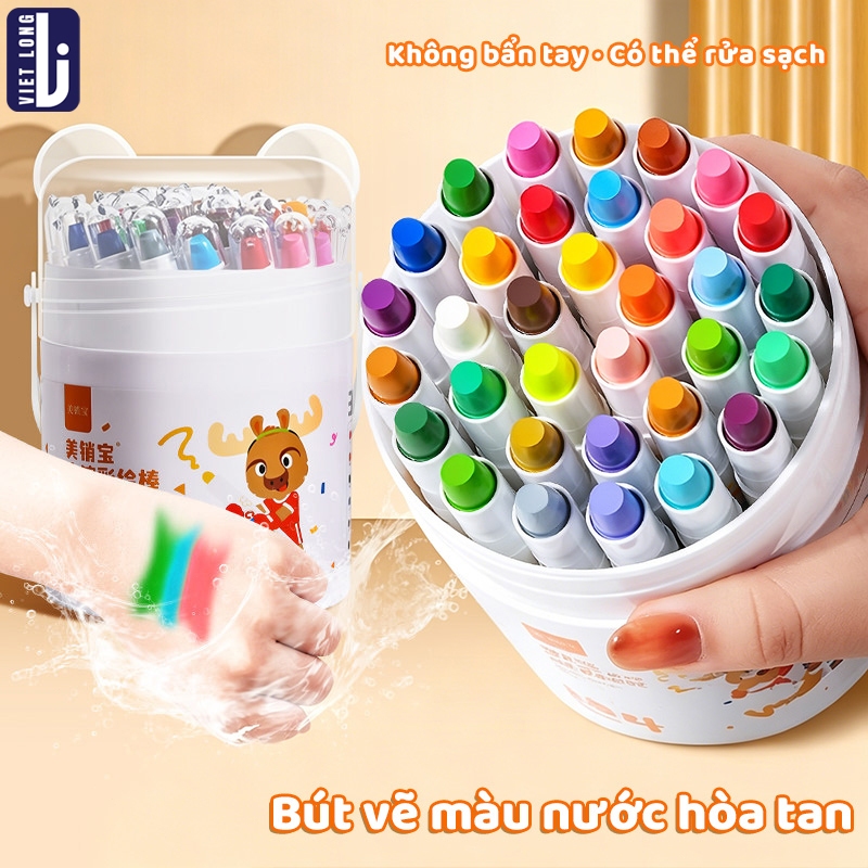 Bút Màu Sáp Lụa Không Dính Tay 12-48 Màu Cho Bé Vẽ Lụa DIY, Chất Liệu Cao Cấp An Toàn, Tô Trơn Mượt Dễ Vệ Sinh, Màu Sắc