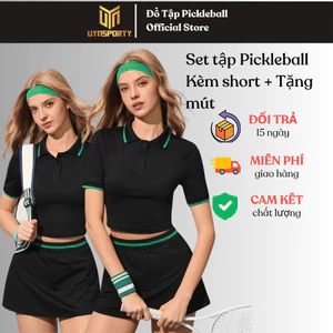 Set Tập Pickleball UYNSPORTY Áo Polo Tay Ngắn Cài Nút, Co Giãn, Bộ Đồ Pickleball Nữ