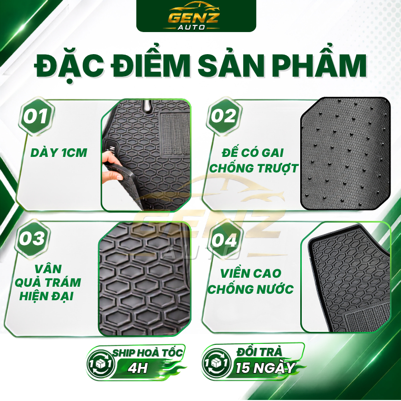 Thảm lót sàn VF5 /Herio Green (VF5) 2023-Nay cao su đúc, không mùi, dễ dàng lau rửa - Hàng cao cấp