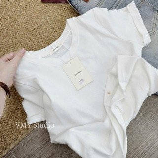VMY Studio - Áo thun trơn cổ tròn tay ngắn dễ mặc chuẩn QC phong cách Hàn Quốc nữ