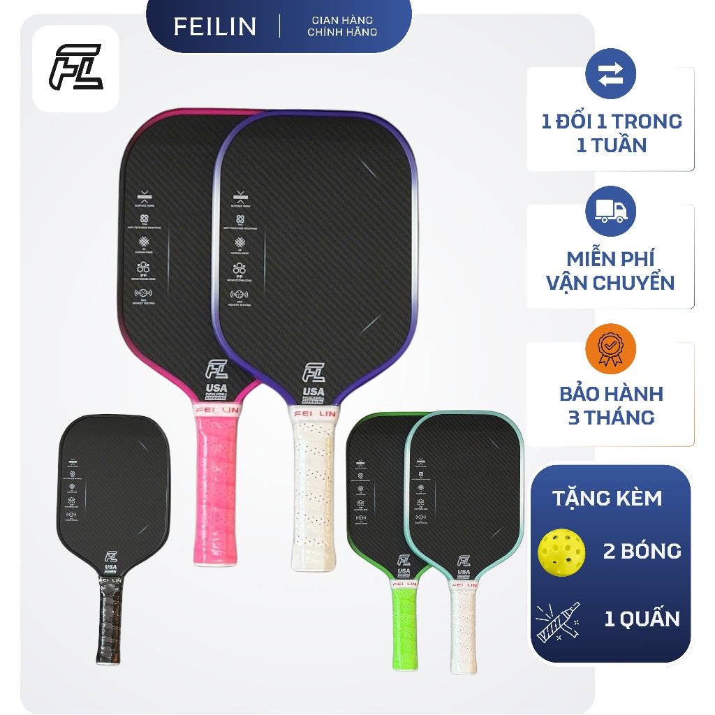 Vợt Pickleball Feilin 3K Neol Gen 2 Chuẩn Thi Đấu, Cực Nhẹ, Siêu Bền