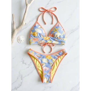 Set bơi 2 mảnh, bikini đi biển dáng tam giác dây buộc họa tiết bắt mắt, sẵn đệm ngực hàng xuất dư xịn