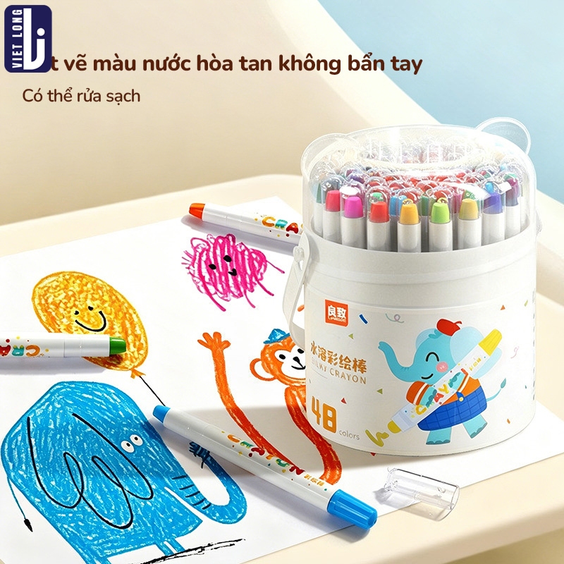Màu Sáp Lụa Silky Crayon Bộ 48 Màu, Cho Bé Vẽ Mỹ Thuật Màu Đậm, Sáp Dầu Thiết Kế Sáng Tạo, An Toàn Tay