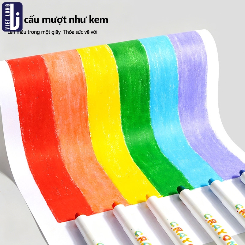 Màu Sáp Lụa Silky Crayon Bộ 48 Màu, Cho Bé Vẽ Mỹ Thuật Màu Đậm, Sáp Dầu Thiết Kế Sáng Tạo, An Toàn Tay